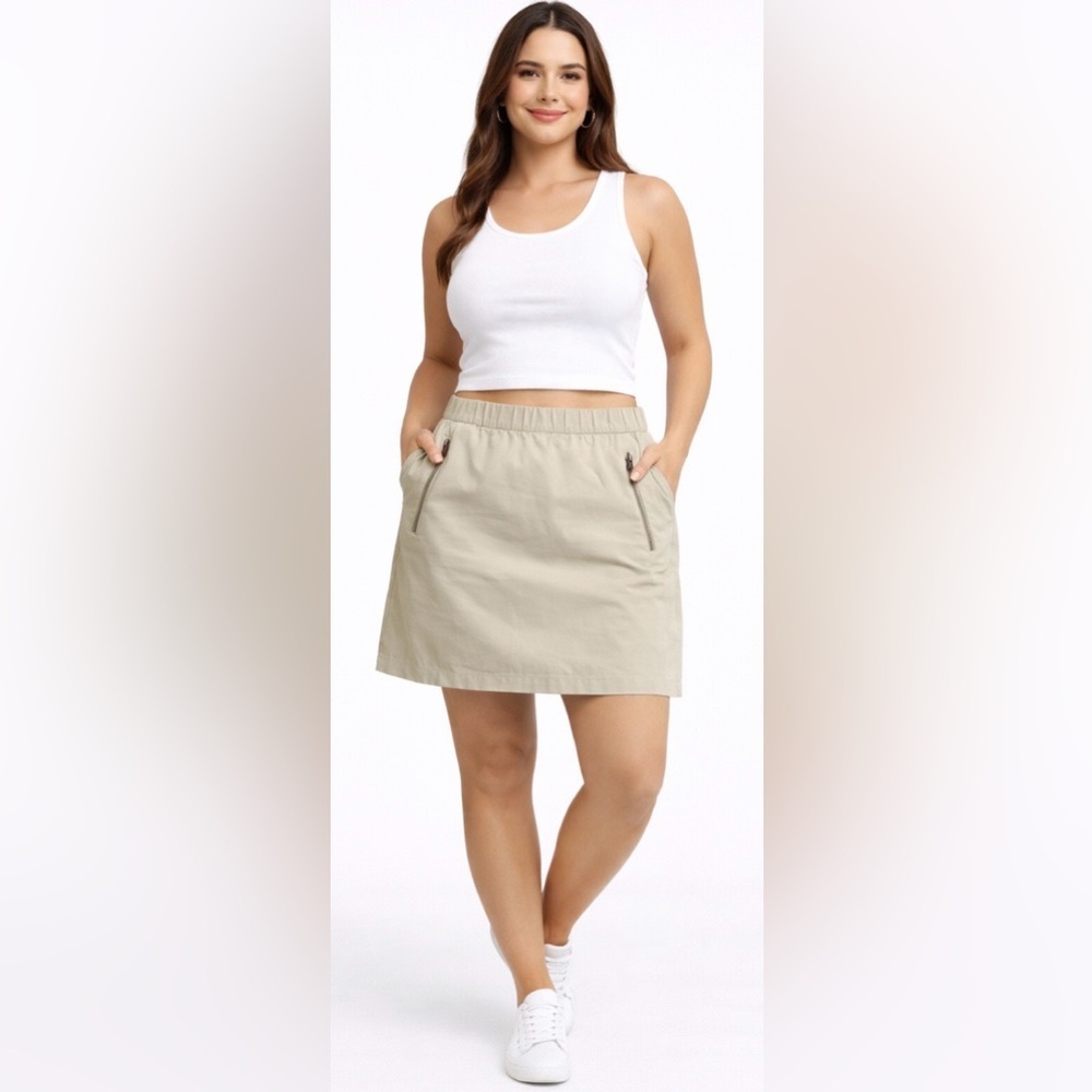 EDDIE BAUER WOMEN’S BEIGE SKORT SIZE 8 LIGHTWEIGHT HIKING GOLF ACTIVE SKORT